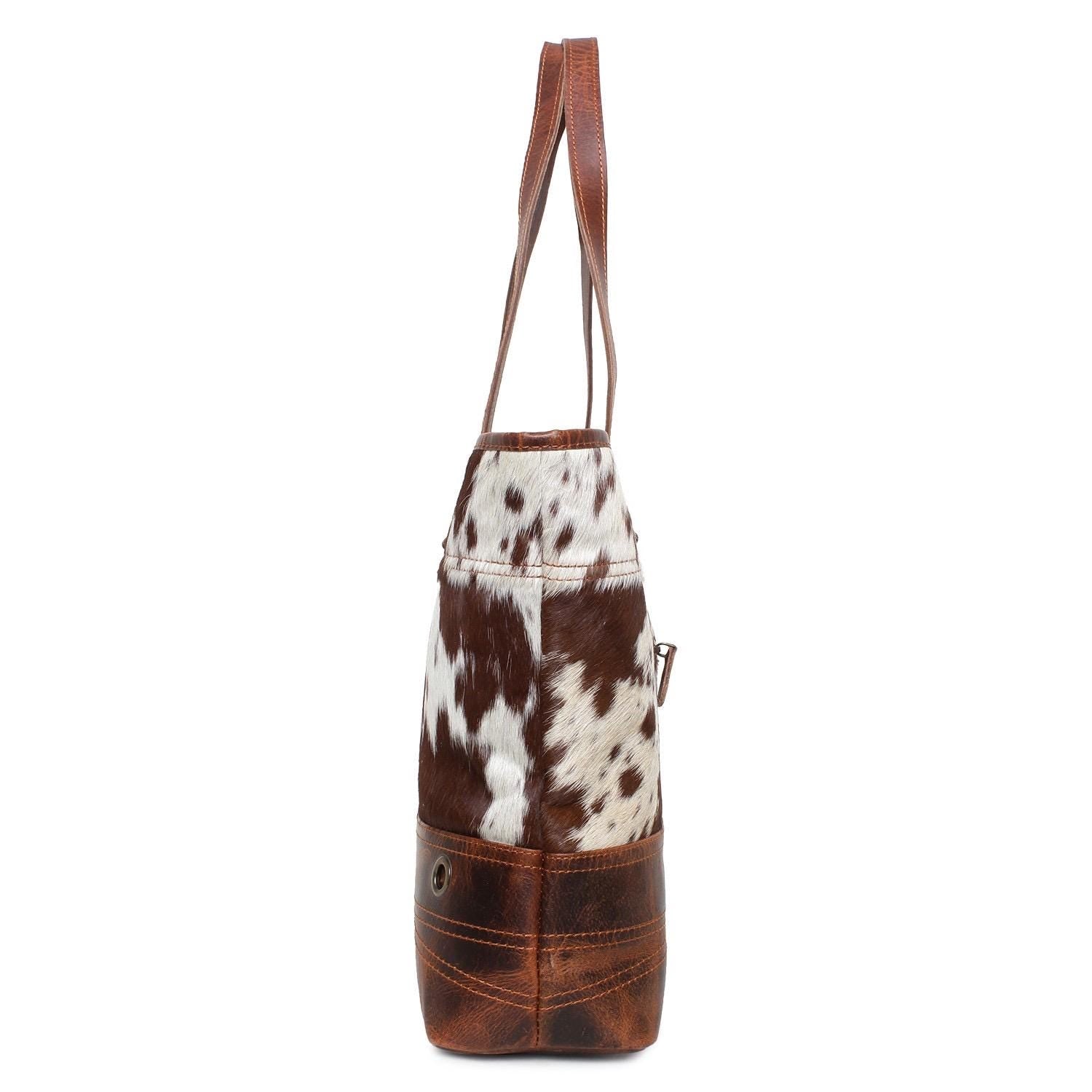 Sixtease Lady First /Wax Toronto Cowhide Leather Hairon Tote Bag Purse
