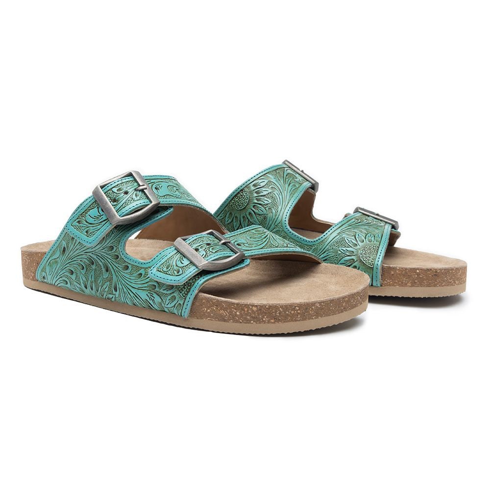 Verdent Ranges Hand Tooled Sandal slip on by Myra Bags