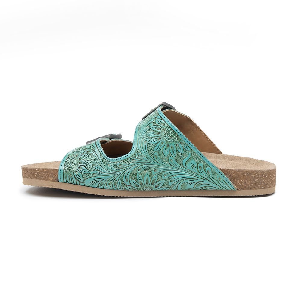 Verdent Ranges Hand Tooled Sandal slip on by Myra Bags