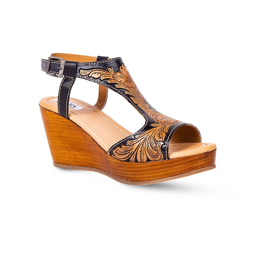 TALITHA High Front Hand tooled heels by Myra Bag