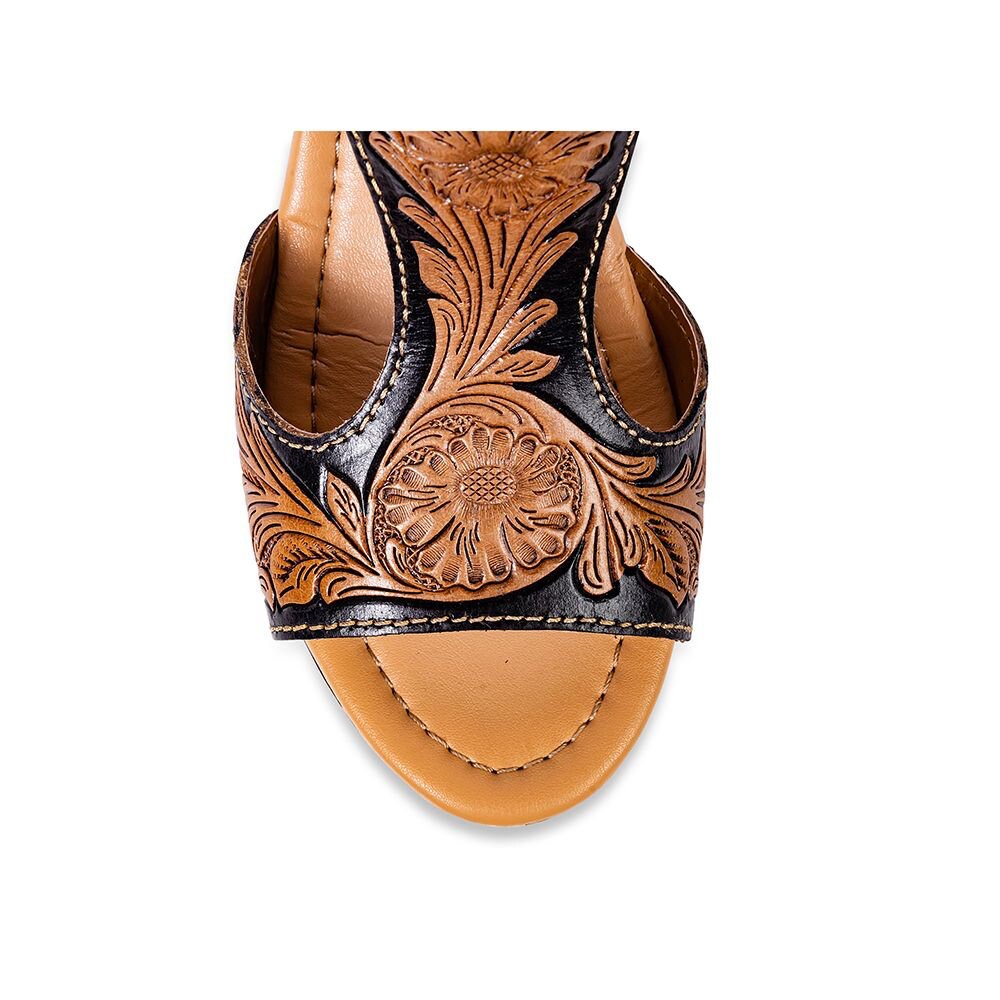 TALITHA High Front Hand tooled heels by Myra Bag